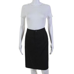 Strenesse Blue Womens Wool Slip-on Buttoned Zipped Skirt Black Size 10